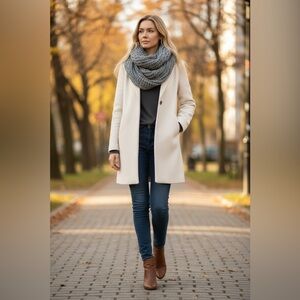 New York & Company Gray Cable Knit Infinity Scarf Metallic Thread